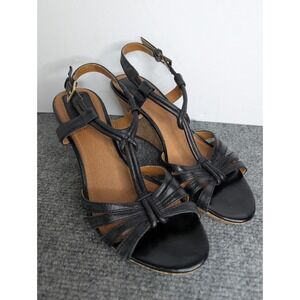 Clarks Bendables Slingback Wedge Heels‎ Women's Size 7M Black Leather